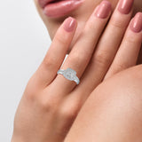 Retro Halo Diamond Stone Ring White Gold