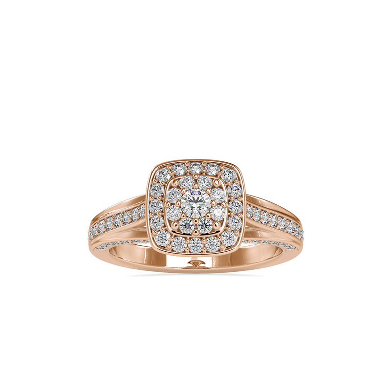 Retro Halo Diamond Stone Ring Rose Gold