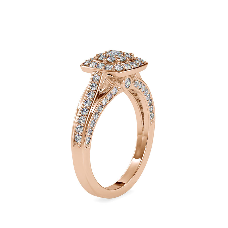 Retro Halo Diamond Stone Ring Rose Gold