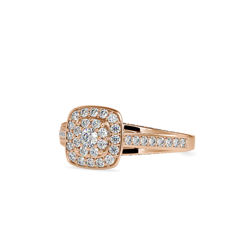 Retro Halo Diamond Stone Ring Rose Gold