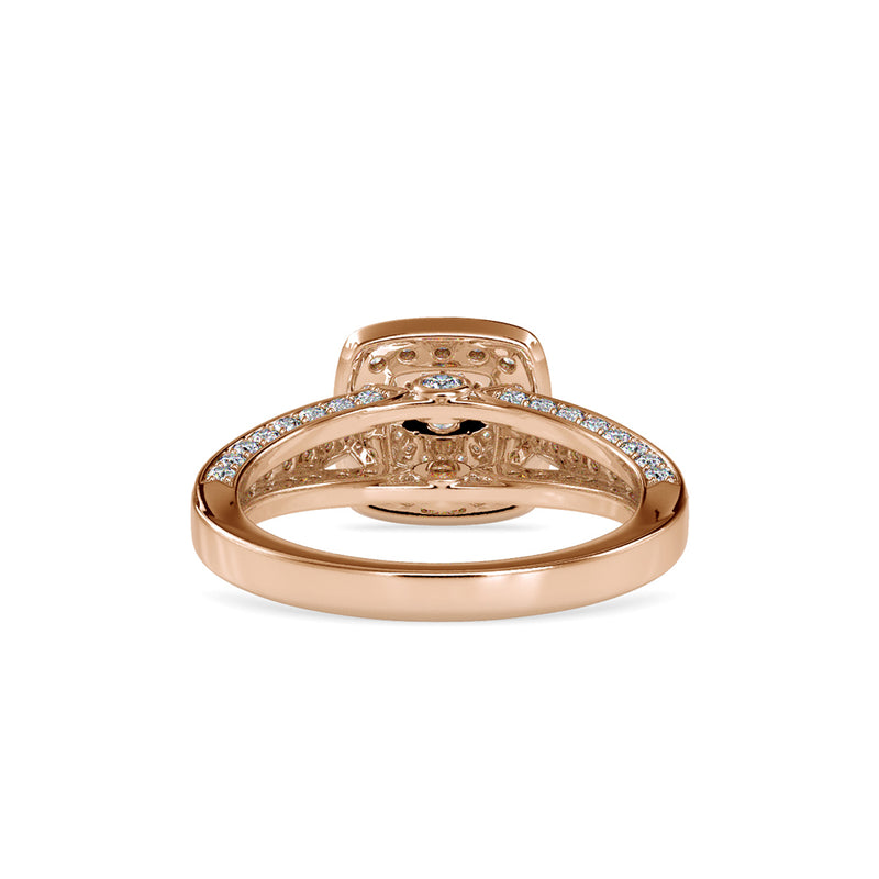 Retro Halo Diamond Stone Ring Rose Gold