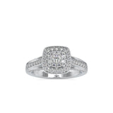 Retro Halo Diamond Stone Ring White Gold