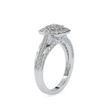 Retro Halo Diamond Stone Ring White Gold