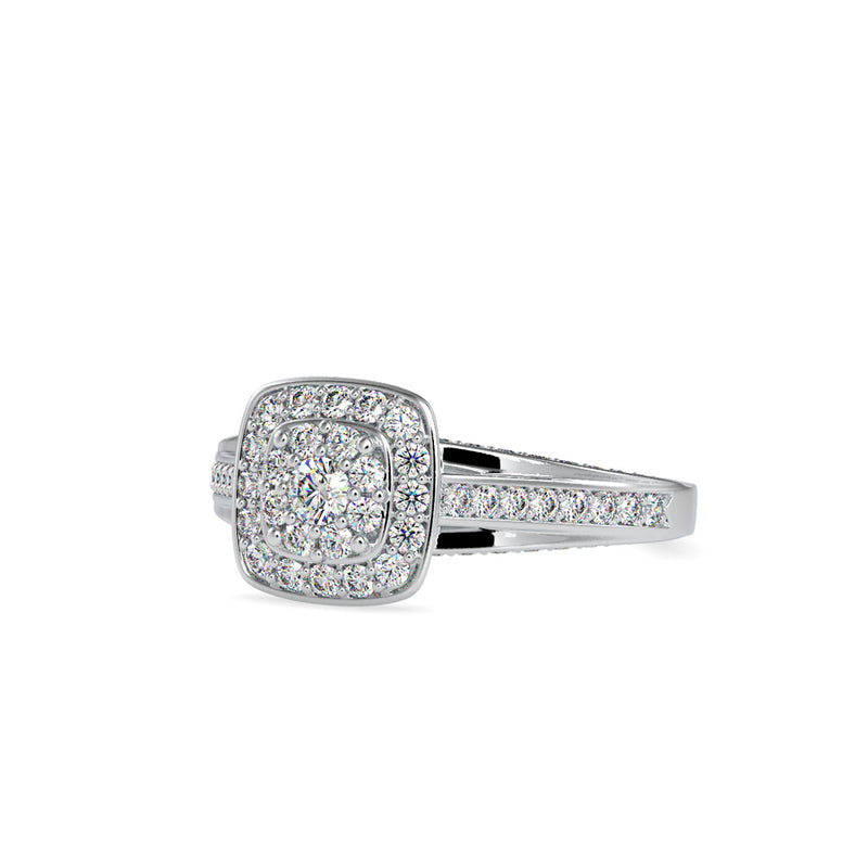 Retro Halo Diamond Stone Ring White Gold