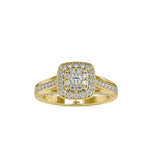 Retro Halo Diamond Stone Ring Yellow Gold