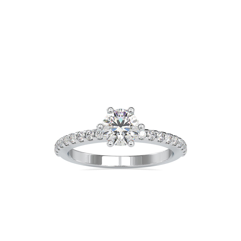 Elite Diamond Prong Engagement Ring White gold