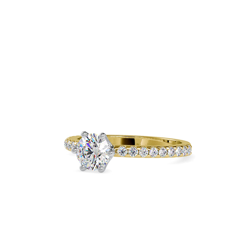 Elite Diamond Prong Engagement Ring Yellow gold