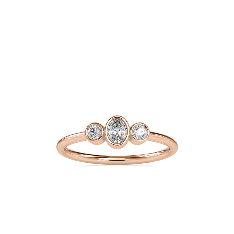 Austere Three stone Diamond Ring Rose gold