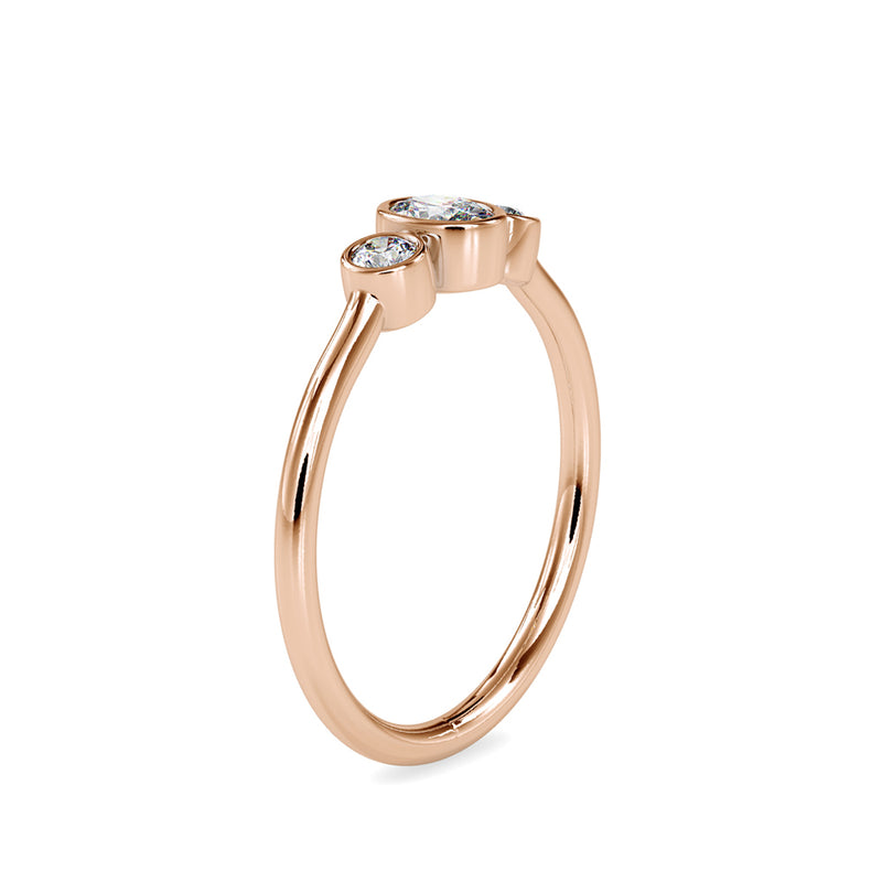 Austere Three stone Diamond Ring Rose gold