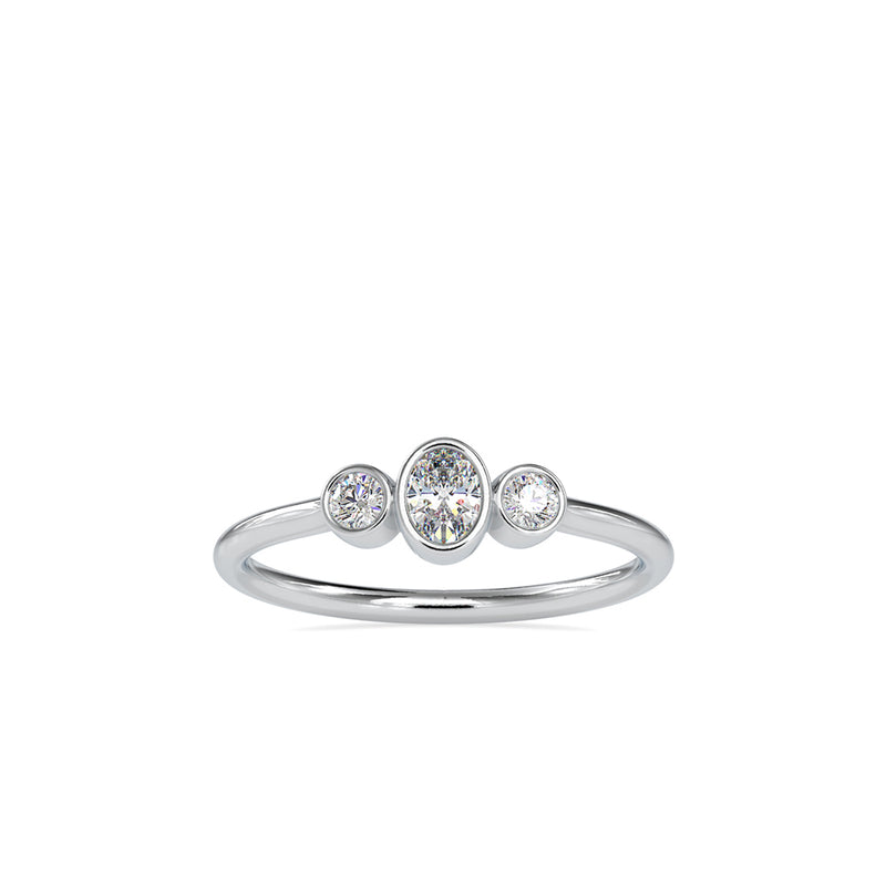 Austere Three stone Diamond Ring Platinum