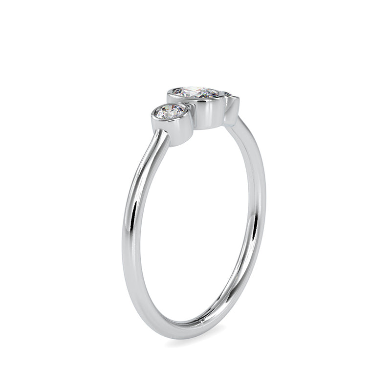 Austere Three stone Diamond Ring White gold