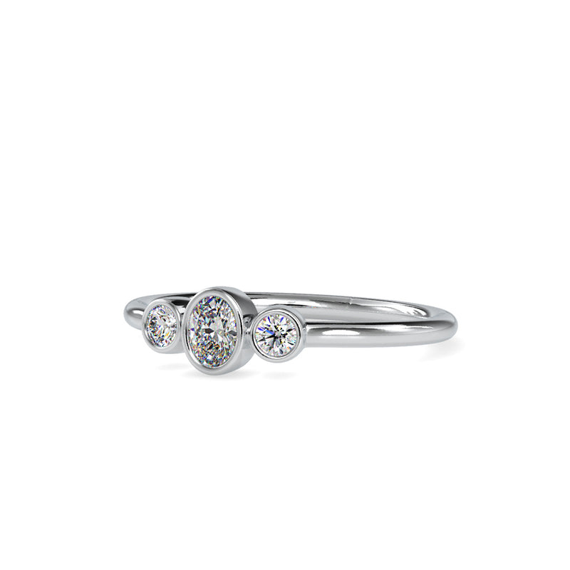 Austere Three stone Diamond Ring White gold