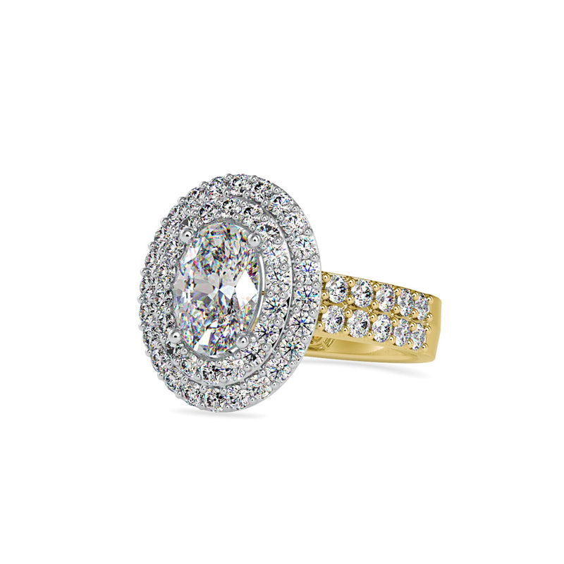 Honored Halo oval Diamond Ring Yellow gold