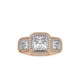 Three Princess Stone Chloe Diamond Ring Rose gold