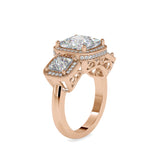 Three Princess Stone Chloe Diamond Ring Rose gold