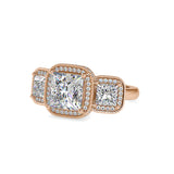 Three Princess Stone Chloe Diamond Ring Rose gold