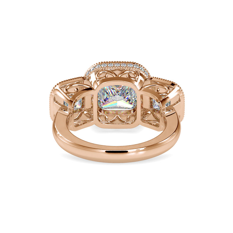 Three Princess Stone Chloe Diamond Ring Rose gold