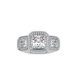 Three Princess Stone Chloe Diamond Ring Platinum