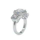 Three Princess Stone Chloe Diamond Ring Platinum