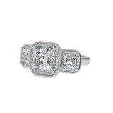 Three Princess Stone Chloe Diamond Ring Platinum