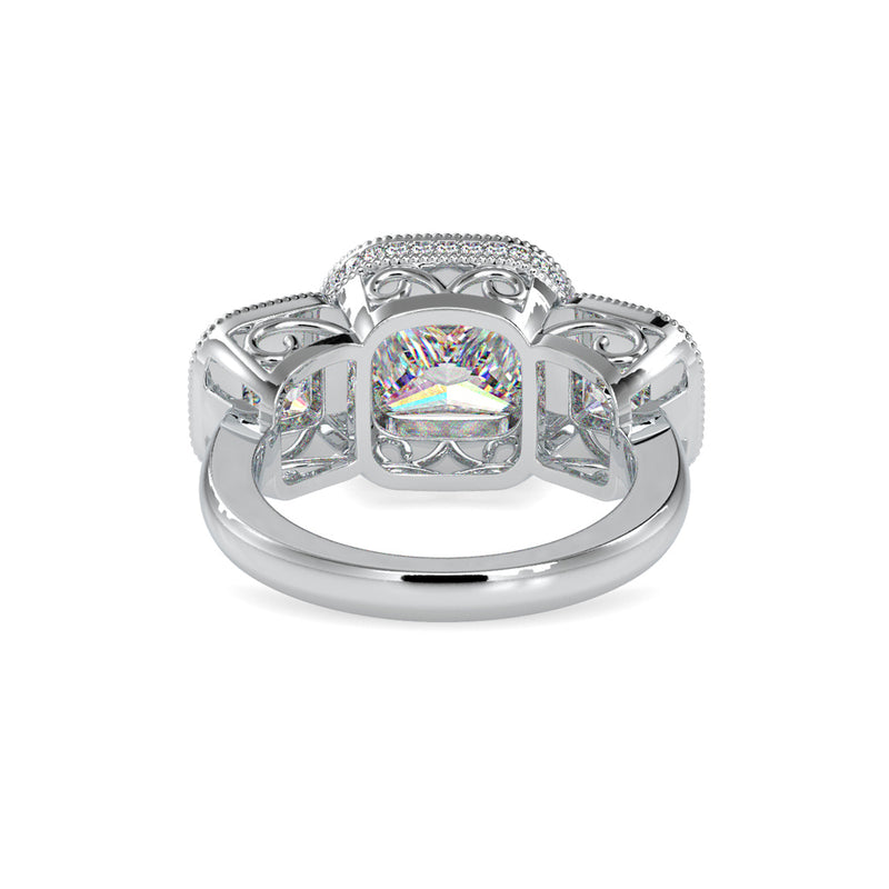 Three Princess Stone Chloe Diamond Ring Platinum