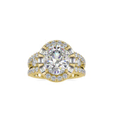 Supreme Diamond Halo Stone Ring Yellow gold