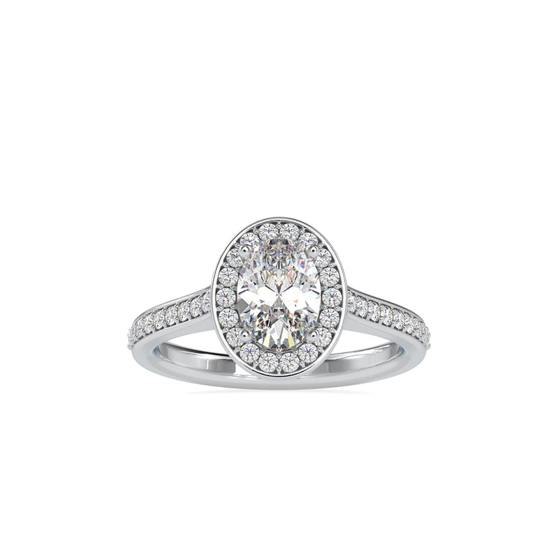 Tiara Halo Diamond Stone Ring White gold