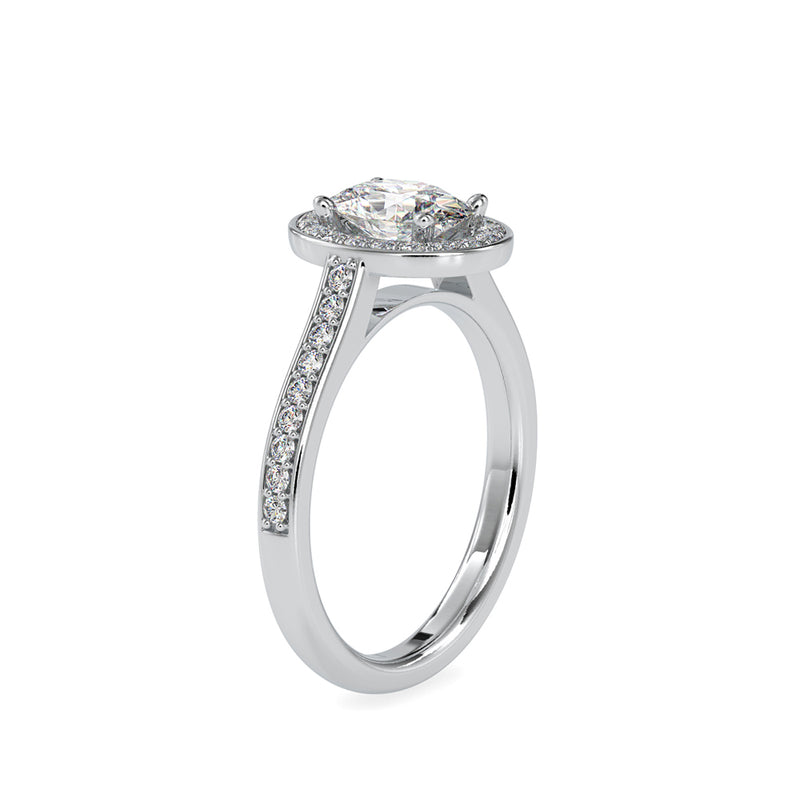 Tiara Halo Diamond Stone Ring Platinum