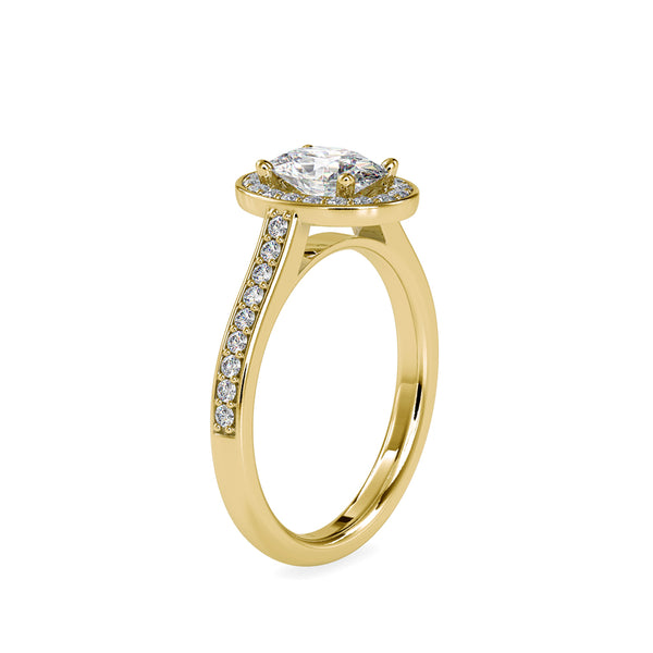 Tiara Halo Diamond Stone Ring Yellow gold