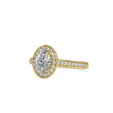 Tiara Halo Diamond Stone Ring Yellow gold