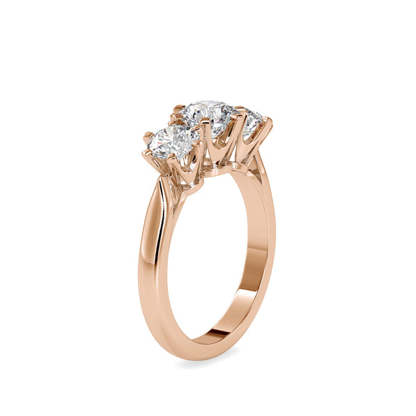 Hoary Three Stone Diamond Ring Rose gold