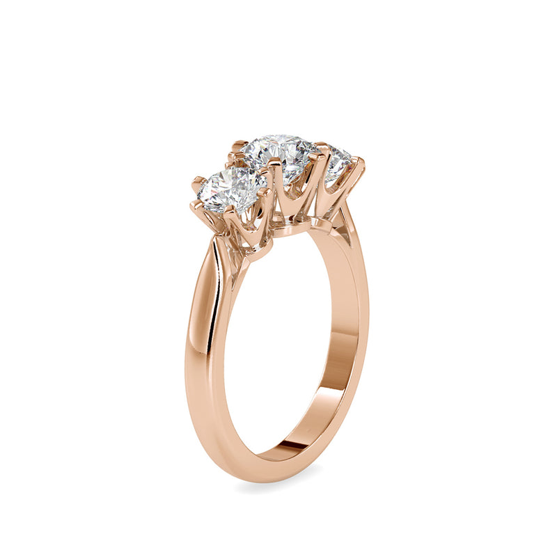 Hoary Three Stone Diamond Ring Rose gold