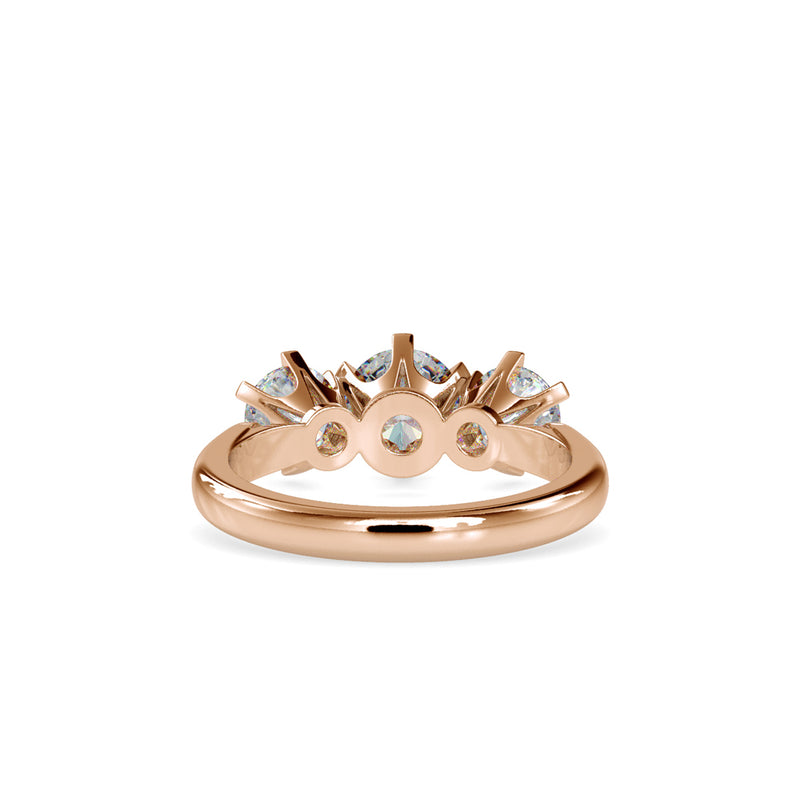 Hoary Three Stone Diamond Ring Rose gold