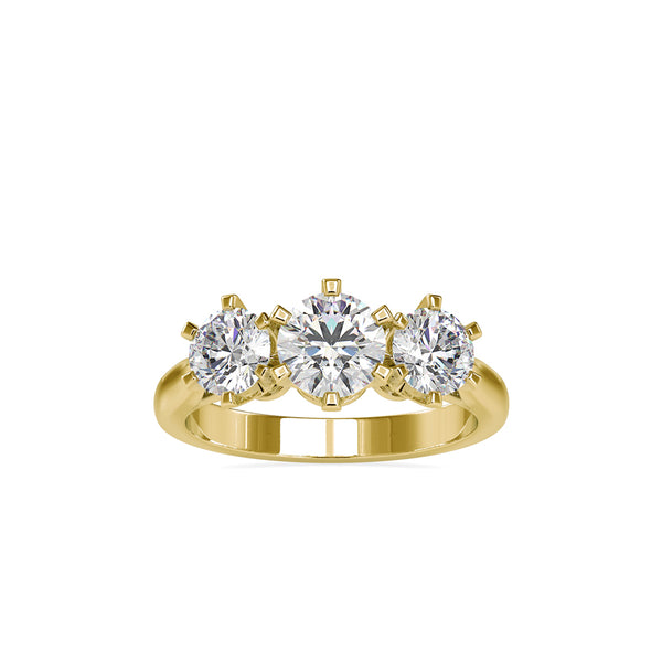 Hoary Three Stone Diamond Ring Yellow gold