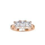 Three Chalkly Stone Diamond Ring Rose gold