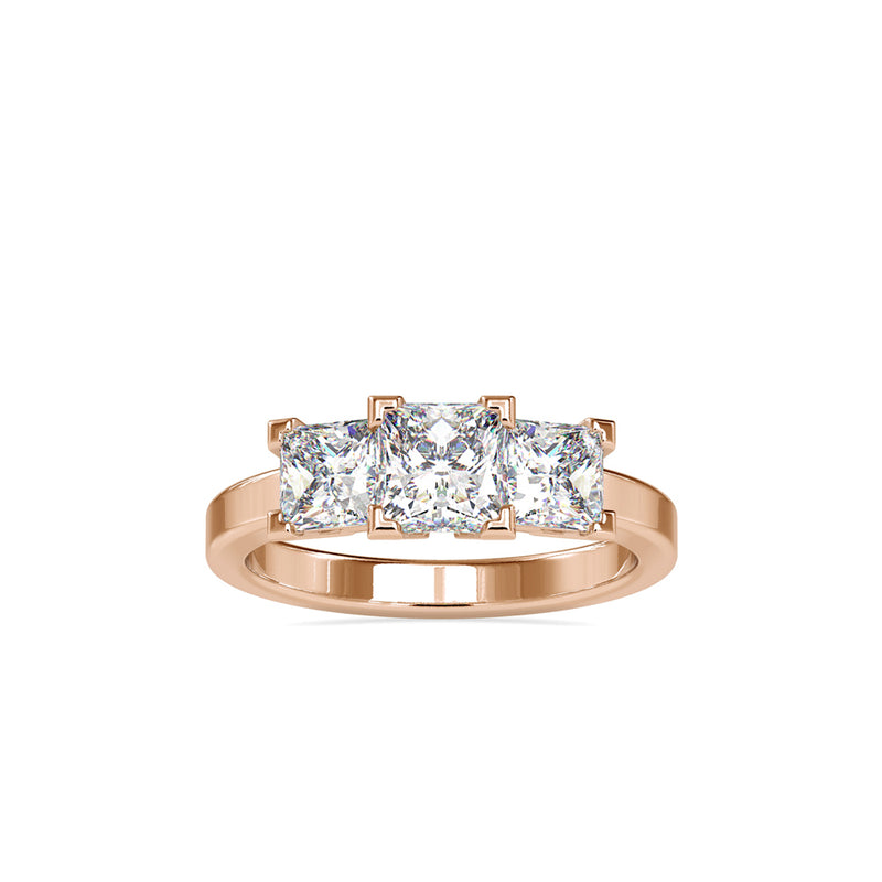 Three Chalkly Stone Diamond Ring Rose gold