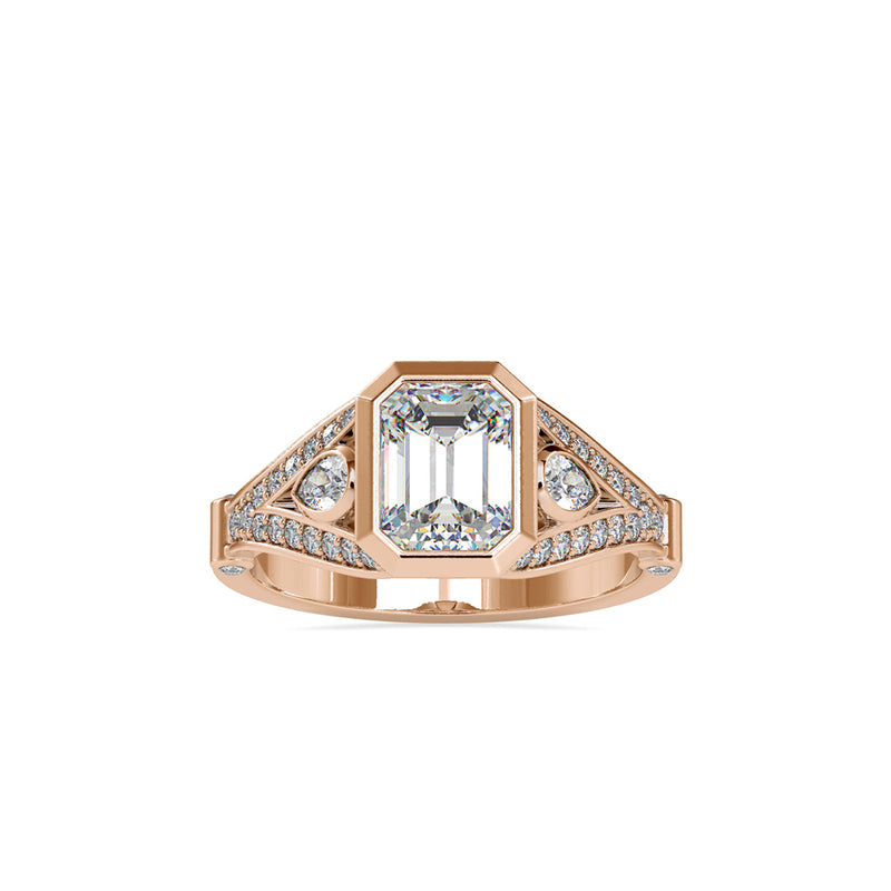 Dea Emerald Stone Diamond Ring Rose gold