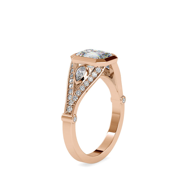 Dea Emerald Stone Diamond Ring Rose gold