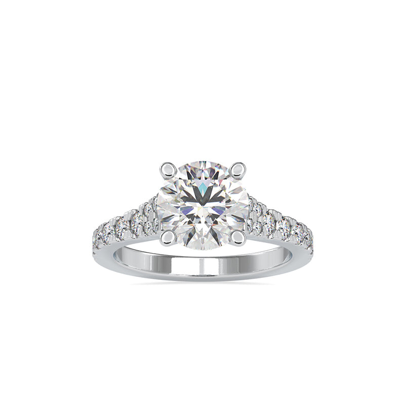 Prision Prong Round Diamond Ring White gold