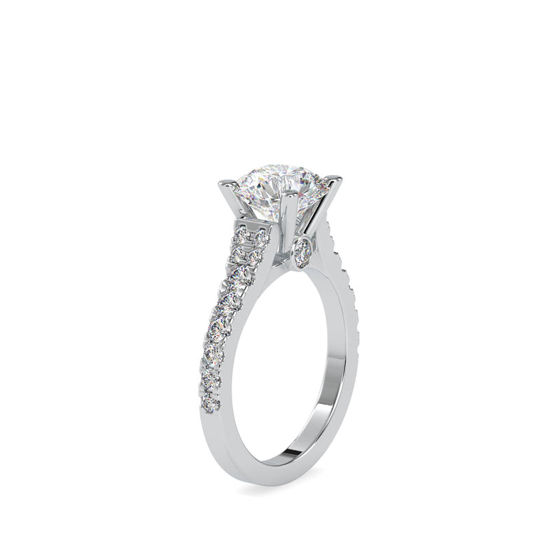 Prision Prong Round Diamond Ring White gold