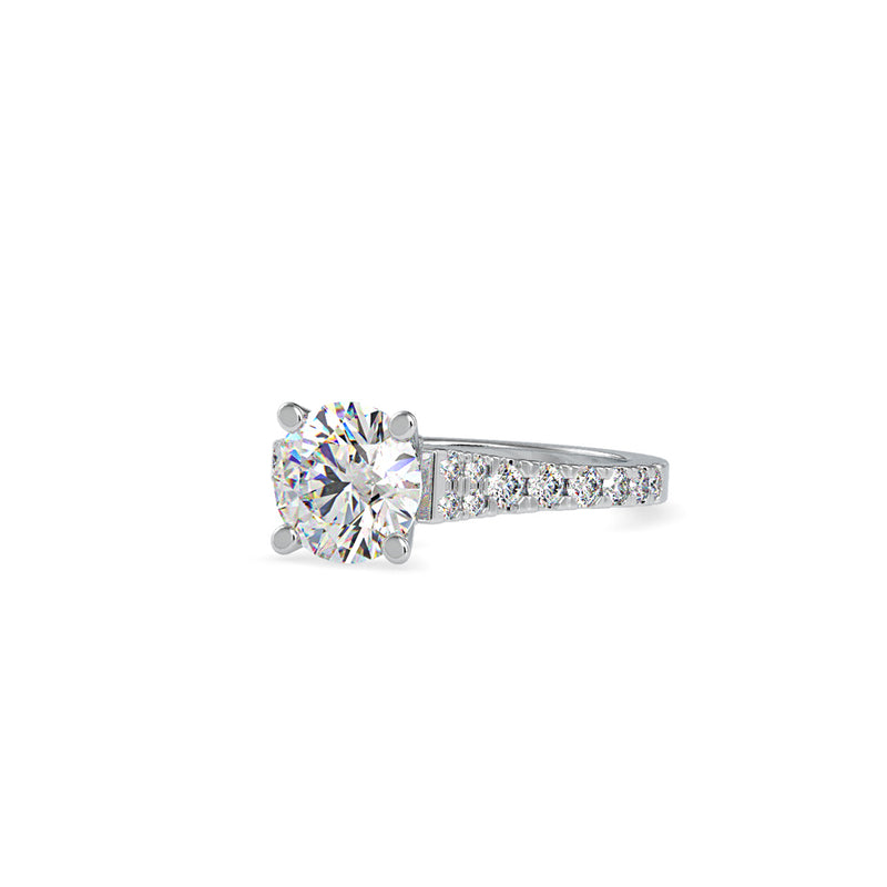 Prision Prong Round Diamond Ring White gold