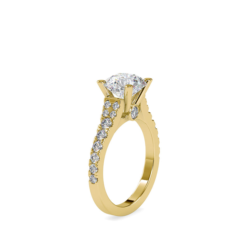 Prision Prong Round Diamond Ring Yellow gold