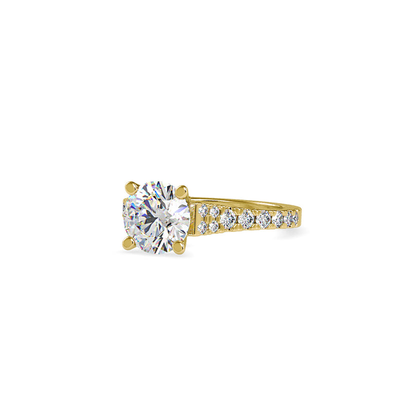 Prision Prong Round Diamond Ring Yellow gold