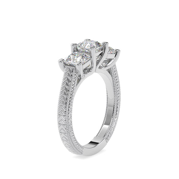 3 Princess Vintage Diamond Engagement Ring Platinum