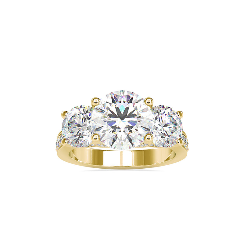 Daisy 3 Stone Diamond Engagement Ring Yellow gold