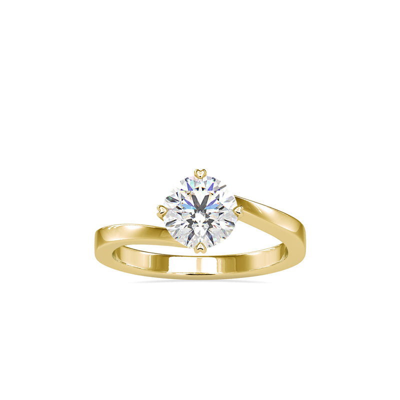 Curvy white stone Diamond Ring Yellow gold