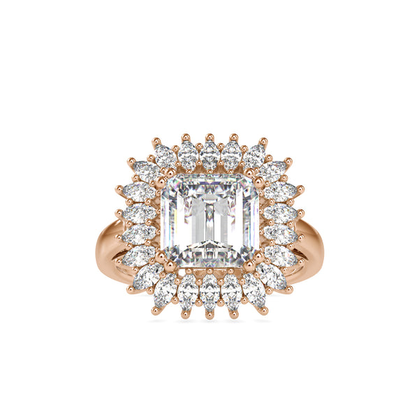 Hathor Emerald Halo Diamond Ring Rose gold