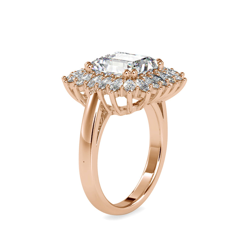 Hathor Emerald Halo Diamond Ring Rose gold