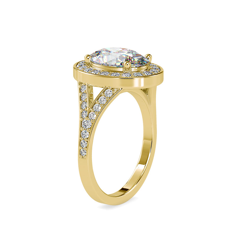 Halo Sparkling Diamond Engagement Ring Yellow gold