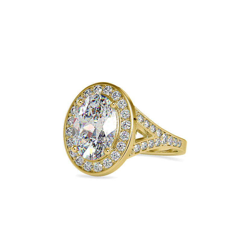 Halo Sparkling Diamond Engagement Ring Yellow gold